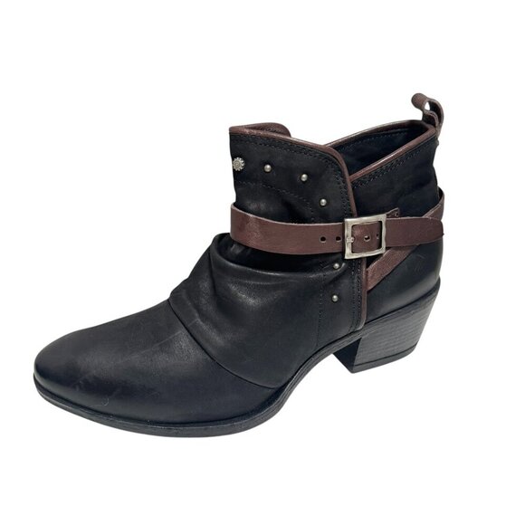 Miz Mooz Karima Harness Moto Bootie Black Leather  size 39/8.5 New $220 - Picture 1 of 7
